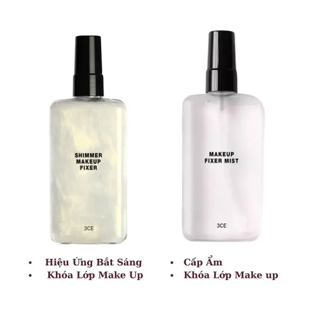 Xịt kho&aacute;ng kh&oacute;a nền nhũ 3CE stylennanda shimmer makeup fixer 95ml