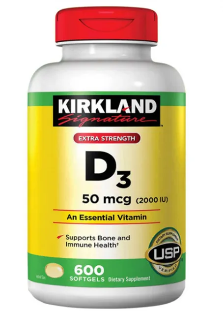 Vi&ecirc;n uống bổ sung Vitamin D3 Kirkland 50mcg