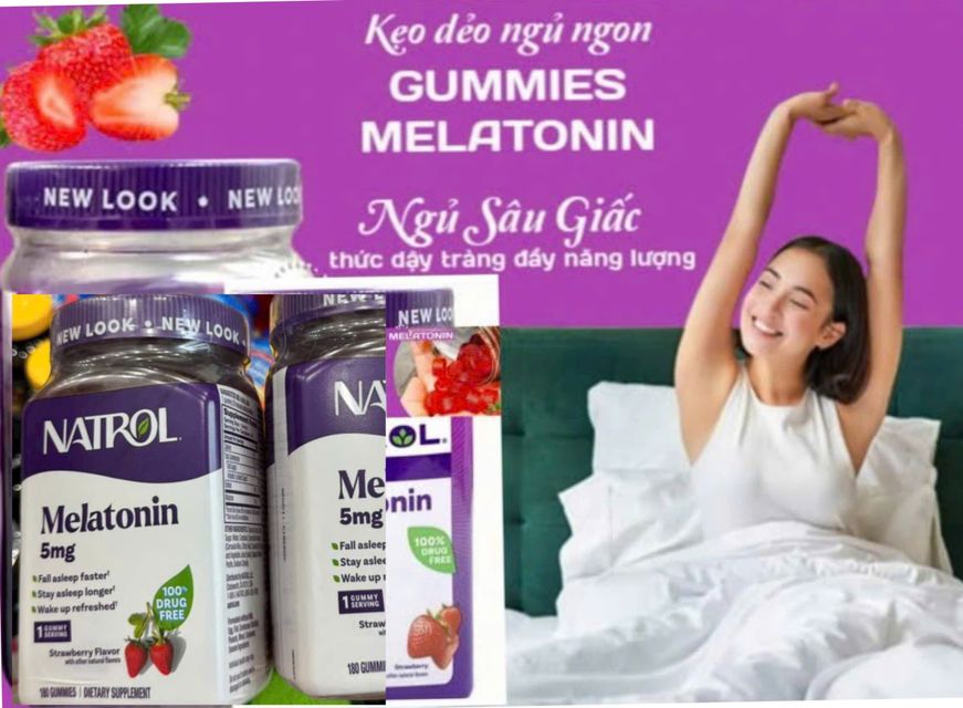 Kẹo Dẻo Giúp Ngủ Ngon Natrol vị Dâu 5mg 180viên Mẫu Mới , hàng nhập  Mỹ 1