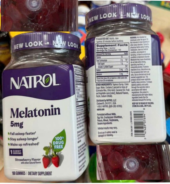 Kẹo Dẻo Giúp Ngủ Ngon Natrol vị Dâu 5mg 180viên Mẫu Mới , hàng nhập  Mỹ 2