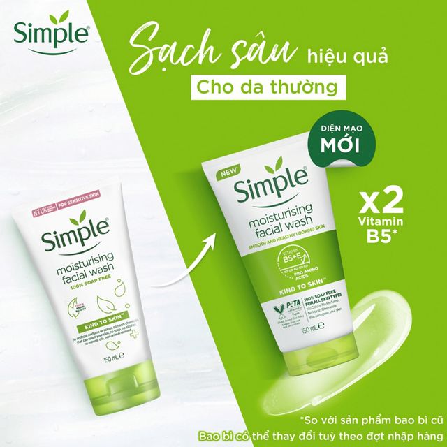 Sữa rửa mặt Simple Kind To Skin Moisturising Facial Wash - 150ml