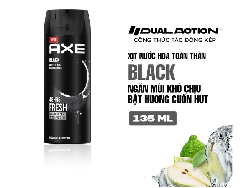 Xịt khử m&ugrave;i Axe Black 135ml