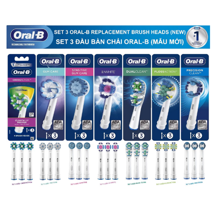 set 3 Đầu B&agrave;n Chải Điện ORAL-B