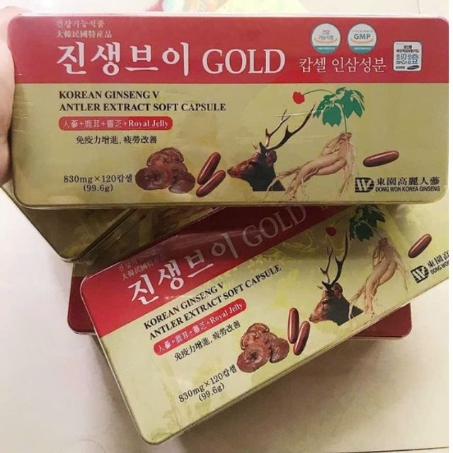 Vi&ecirc;n Đạm S&acirc;m Nhung Linh Chi H&agrave;n Quốc Gold Dongwon Korea 120 Vi&ecirc;n