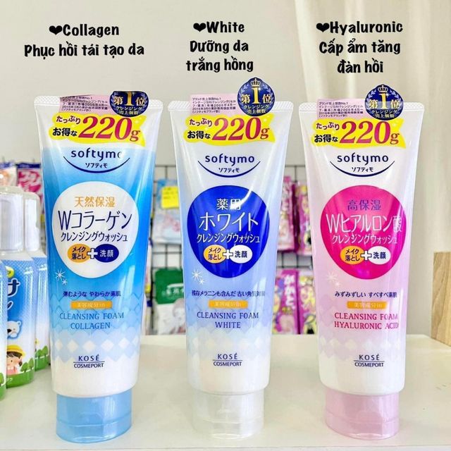 Sữa rửa mặt Kose Softymo White 220g