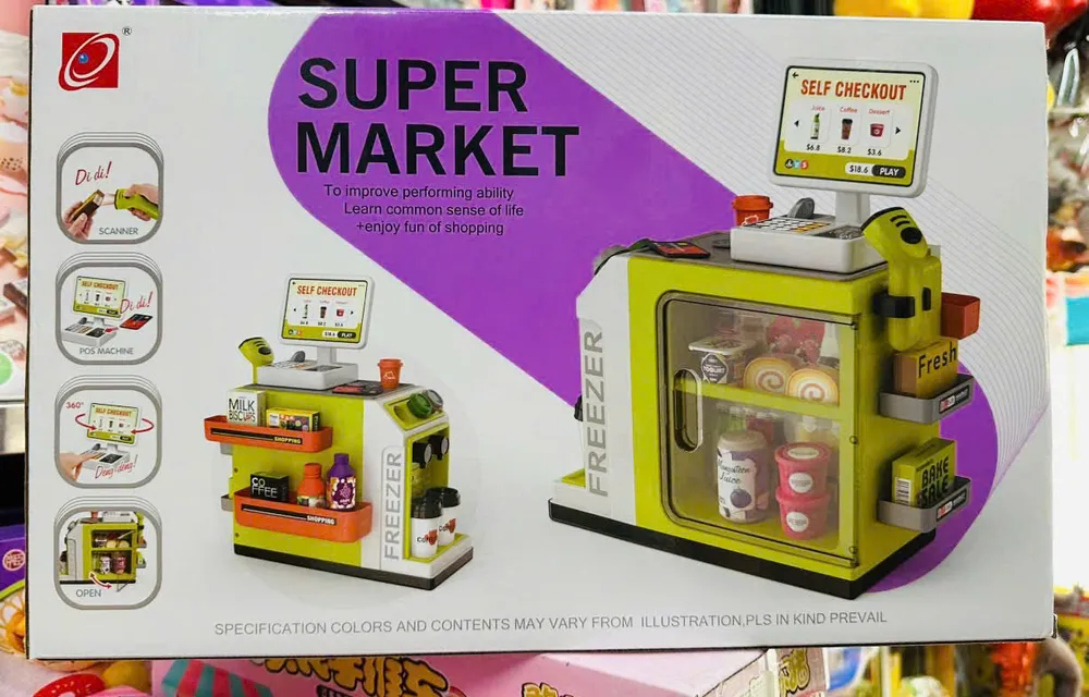 Chơi đồ h&agrave;ng m&aacute;y b&aacute;n h&agrave;ng tự động si&ecirc;u thị mini Super market 668-124