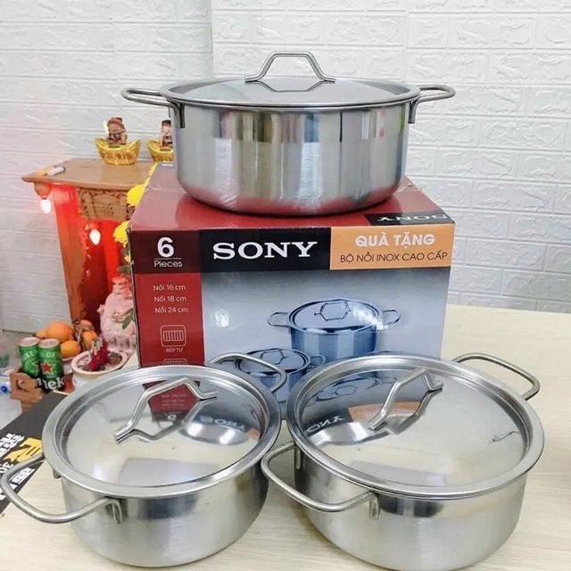 Bộ Nồi 3 Nồi Sony inox Cao Cấp