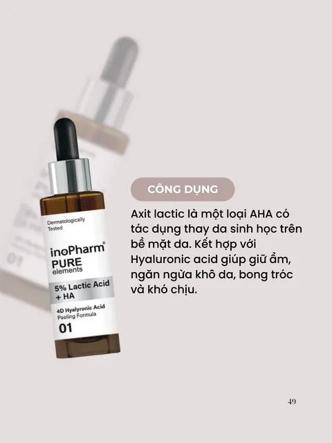 Peel da nhẹ nh&agrave;ng với Lactic Acid + HA InoPharm