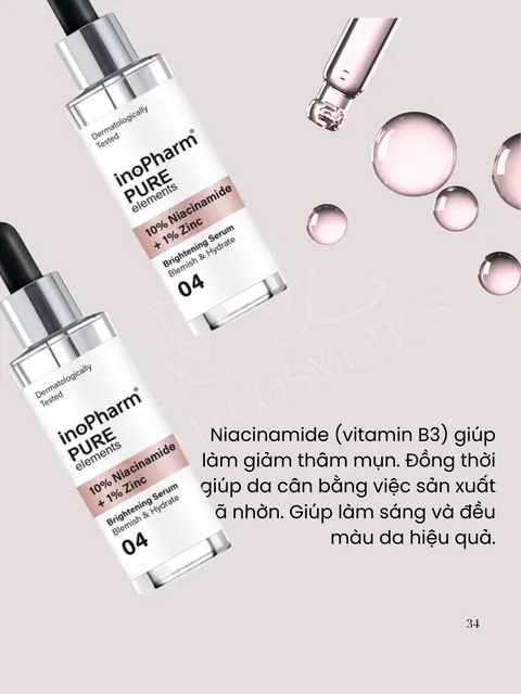 Serum dưỡng s&aacute;ng v&agrave; mờ th&acirc;m mụn 10% Niacinamide + 1% Zinc 30ml