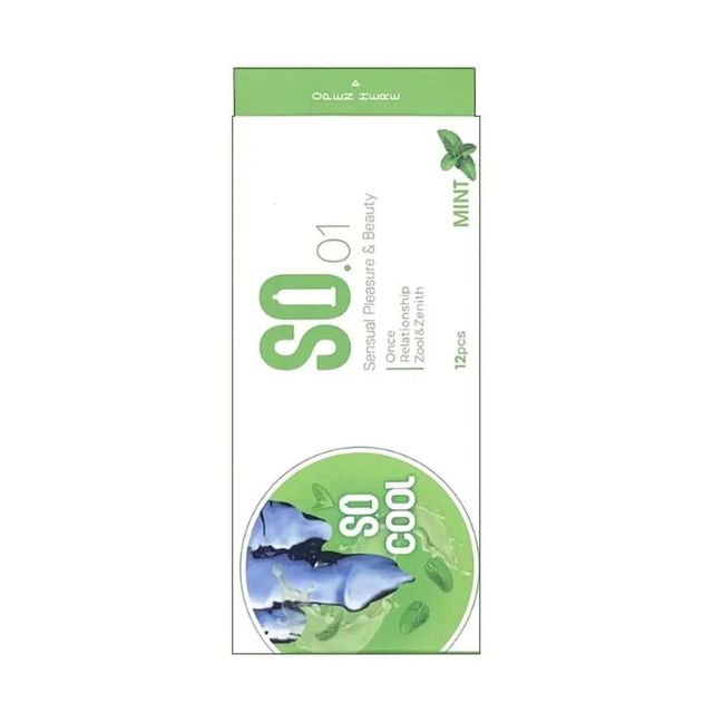 Bao cao su SO Cool - Mỏng, hương bạc h&agrave; - Hộp 12 c&aacute;i
