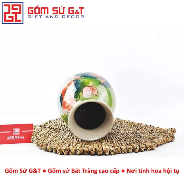 Lọ hoa d&aacute;ng rọ vẽ 3D Sen ph&uacute; qu&yacute; Gốm Sứ G&T