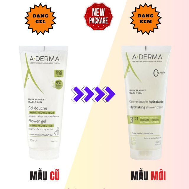 Gel Rửa Mặt & Tắm Gội Aderma Shower Gel Hydra Protective 200mL Dịu Nhẹ 1