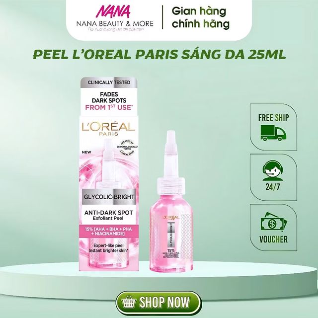 Dưỡng chất l&agrave;m sạch Glycolic-bright Anti-dark Spot Exfoliant Peel L&rsquo;or&eacute;al Paris