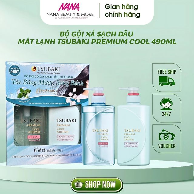 Bộ gội xả sạch dầu m&aacute;t lạnh TSUBAKI Premium Cool Set