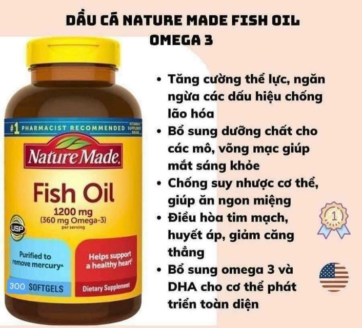 Dầu c&aacute; Nature Made Fish Oil 1200 Mg