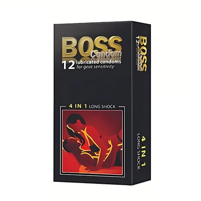 Bao cao su Hộp 12 bao cao su gai g&acirc;n l&acirc;u ra BOSS 4 in 1