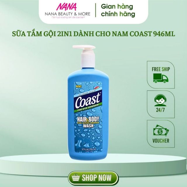 Sữa tắm gội 2in1 COAST Classic Hair & Body Wash