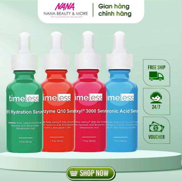 Tổng hợp Serum TIMELESS l&agrave;m dịu v&agrave; phục hồi da ch&iacute;nh h&atilde;ng của Mỹ