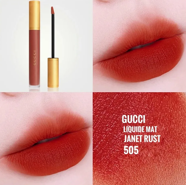 Son Kem L&igrave; Gucci Rouge Liquid Matte 505 Janet Rust M&agrave;u Đỏ Đất
