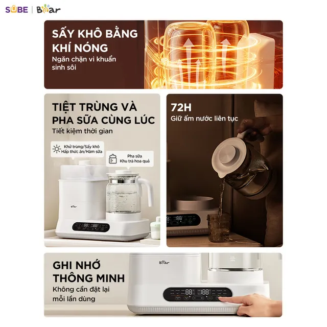 Tiệt tr&ugrave;ng hơi nước 360&deg; v&agrave; sấy kh&ocirc; bằng kh&iacute; n&oacute;ng PTC