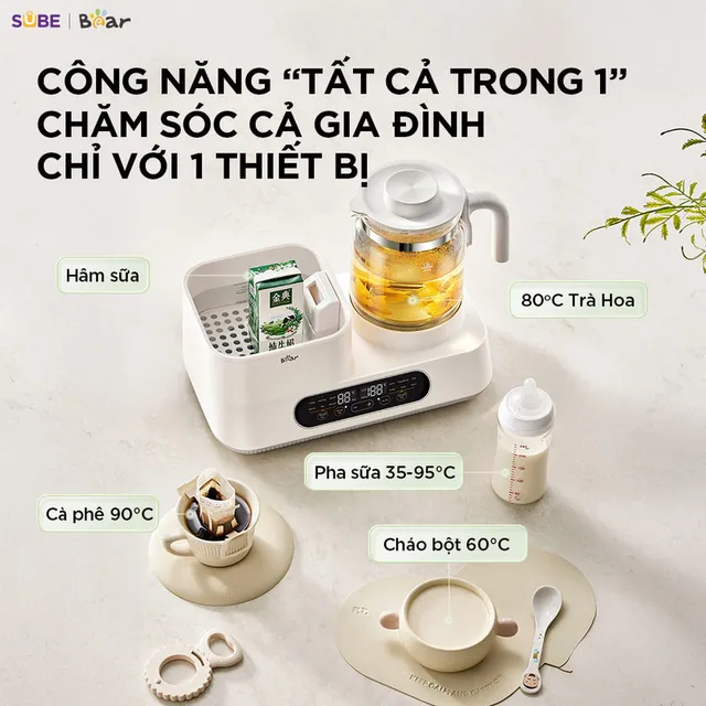 Chức năng của m&aacute;y đun nước h&acirc;m sữa tiệt tr&ugrave;ng Bear WW-5H12V78