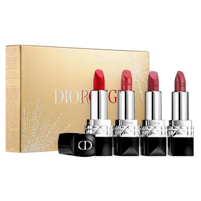 Set Son Dior Mini Rouge Lipstick 4 M&agrave;u với c&aacute;c sản phẩm trang điểm kh&aacute;c