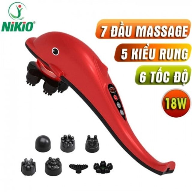 Máy massage cầm tay cá heo Nikio NK-178 - 7 đầu, không dây pin sạc 4