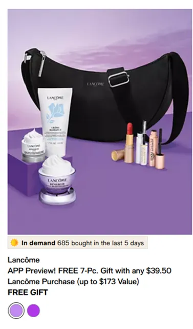 Set mỹ phẩm Lancome m&agrave;u t&iacute;m 7 m&oacute;n