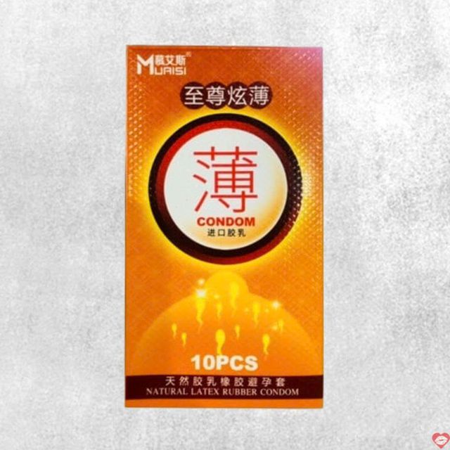 Bao cao su Muaisi Cam hương d&acirc;u si&ecirc;u mỏng hộp 10 c&aacute;i b&aacute;n chạy