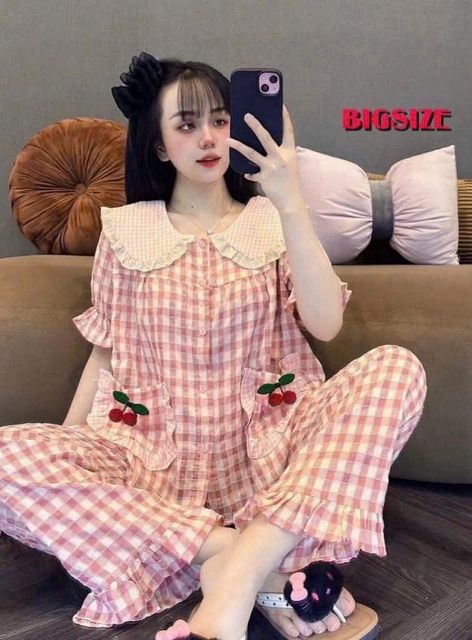 Set Đồ Ngủ đũi kẻ tiểu thư d&agrave;i Bigsize