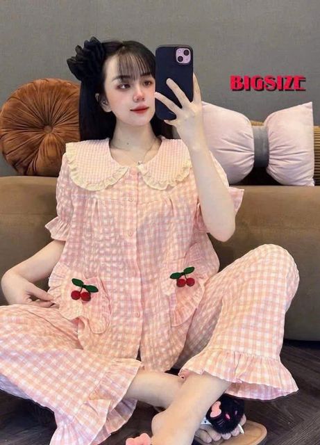 Set Đồ Ngủ đũi kẻ tiểu thư d&agrave;i Bigsize