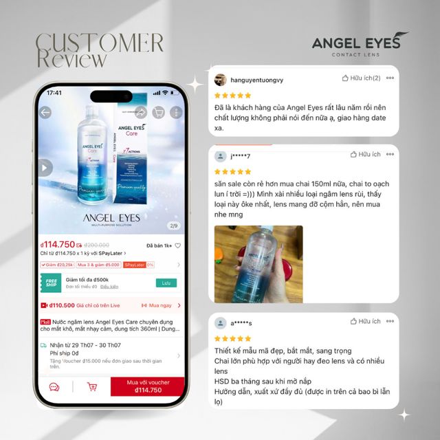 Nước ng&acirc;m lens Angel Eyes Care