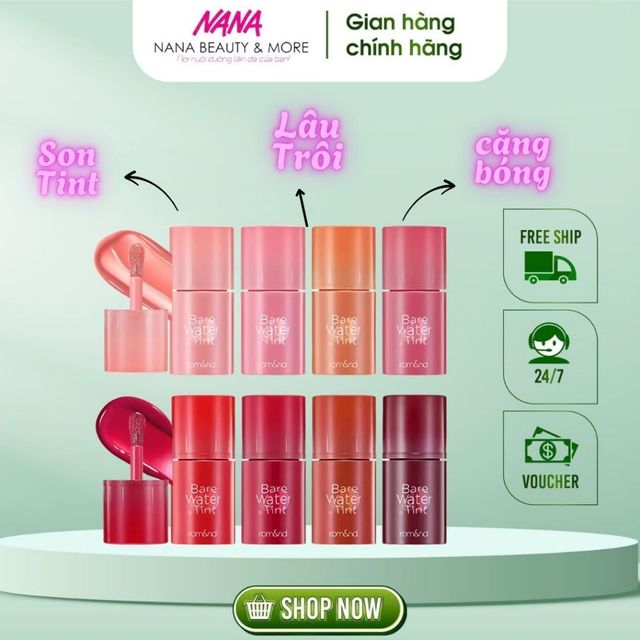 Son Tint Romand L&acirc;u Tr&ocirc;i, Căng Mọng Bare Water Tint
