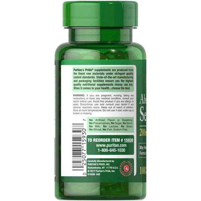 Vi&ecirc;n uống tăng đề kh&aacute;ng Puritan&rsquo;s Pride Absorbable Selenium 200mcg
