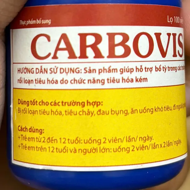 Ti&ecirc;u đen than hoạt t&iacute;nh Carbovis 100 vi&ecirc;n