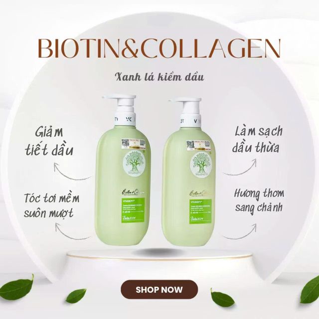 Cặp Dầu Gội Xả Voudioty Biotin Collagen D&agrave;nh Cho T&oacute;c Dầu