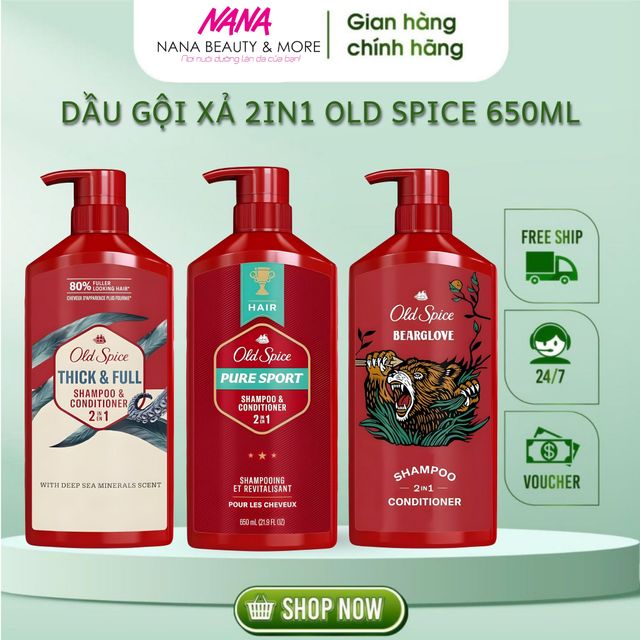 Dầu Gội Hương Nước Hoa Nam 2in1 Old Spice 650ml