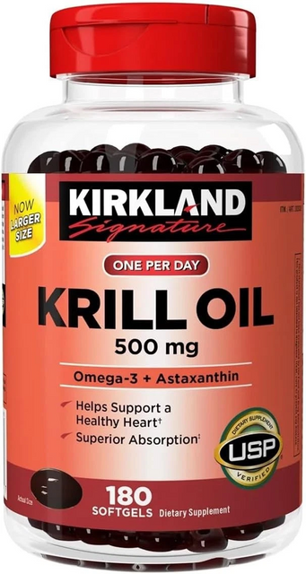 Omega Dầu nhuyễn thể Kirkland Signature Krill Oil 500mg, 180 vi&ecirc;n