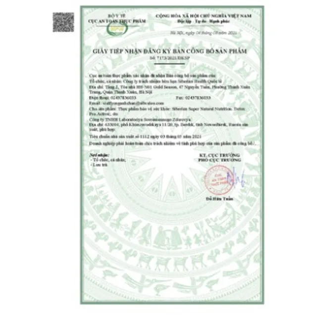 Si&ecirc;u thải độc Thực phẩm bảo vệ sức khỏe Siberian Super Natural Nutrition. Detox Pro.Active
