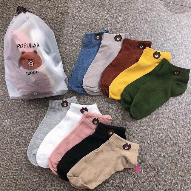 SET 10 Đ&Ocirc;I TẤT GẤU BROWN CUTE