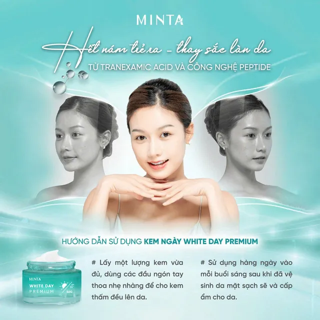 Hướng dẫn sử dụng Kem dưỡng trắng chống nắng Minta White Day Premium 50g