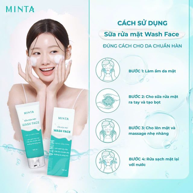 Hướng dẫn sử dụng Sữa Rửa Mặt Minta