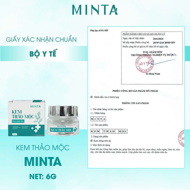 Kem thảo mộc thần th&aacute;nh Minta eco b&ocirc;i ngo&agrave;i da