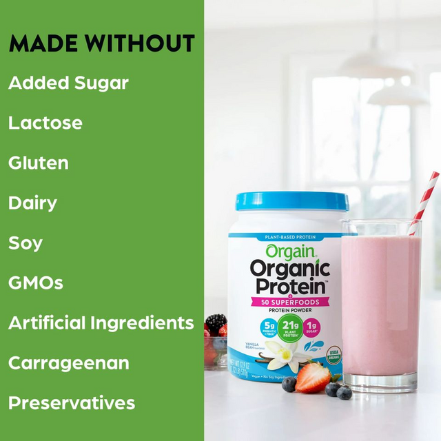 Bột Protein hữu cơ Orgain Organic Protein xanh dương