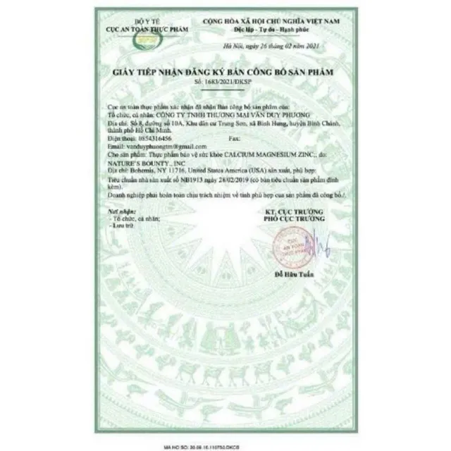 Vi&ecirc;n uống Calcium Magnesium Zinc D3 Nature Made