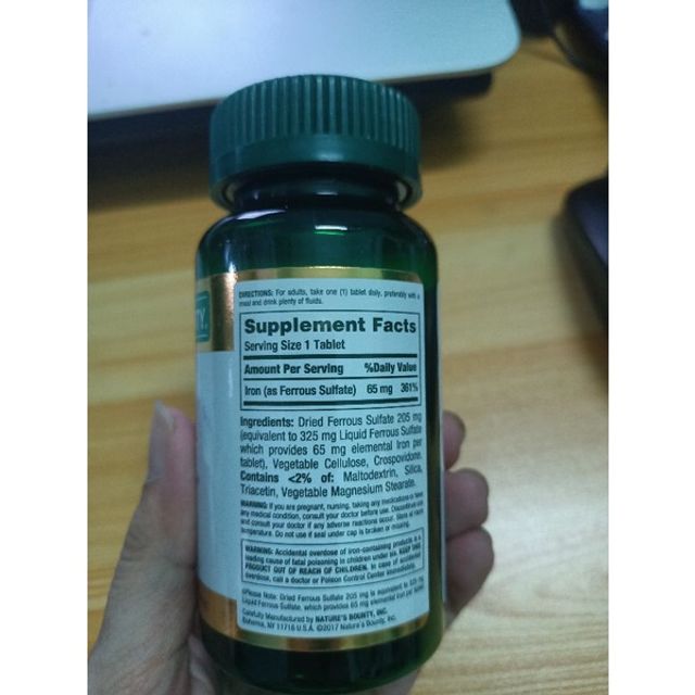 Vi&ecirc;n uống Sắt Iron 65mg Nature's Bounty