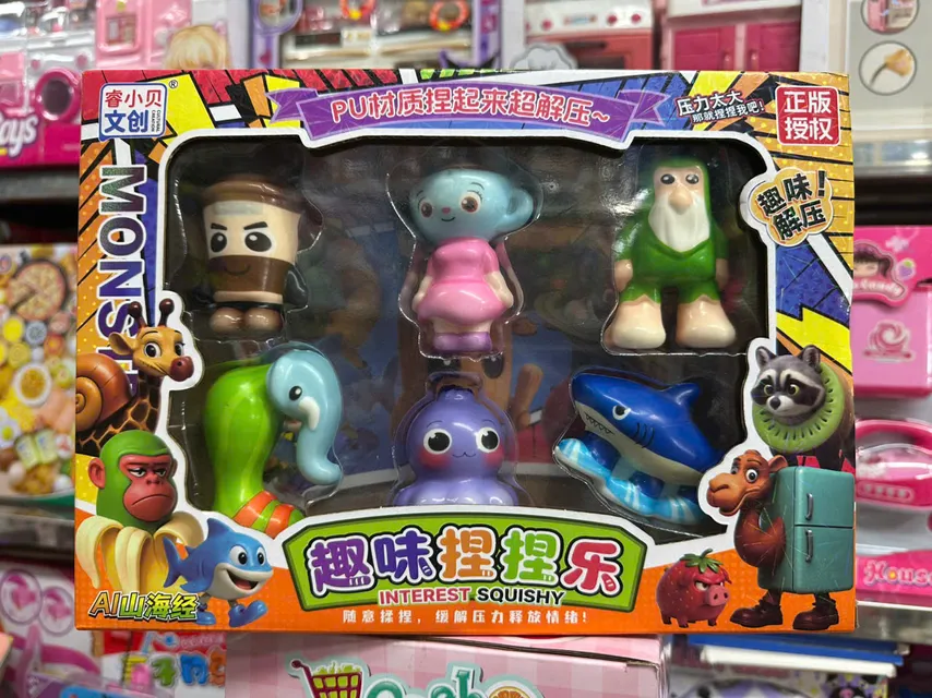 Bộ đồ chơi m&ocirc; h&igrave;nh 6 nh&acirc;n vật Tung Tung 9988-169 Interest Squishy 3