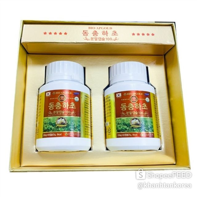 Vi&ecirc;n uống đ&ocirc;ng Đ&ocirc;ng Tr&ugrave;ng Hạ Thảo Bio Apgold Hộp 2 x 60 Vi&ecirc;n