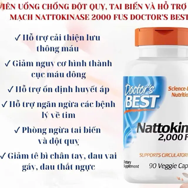 Vi&ecirc;n Uống tai bi&ecirc;n, đột quỵ Nattokinase 2000 FU 90 Vi&ecirc;n