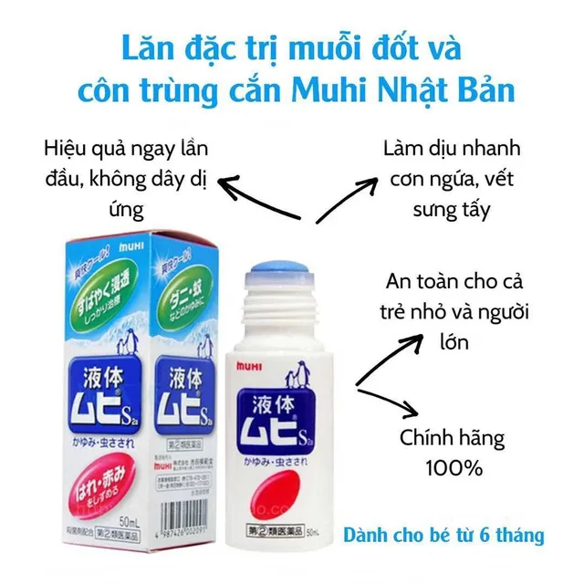 Lăn B&ocirc;i Muỗi Cắn Muhi 50ml